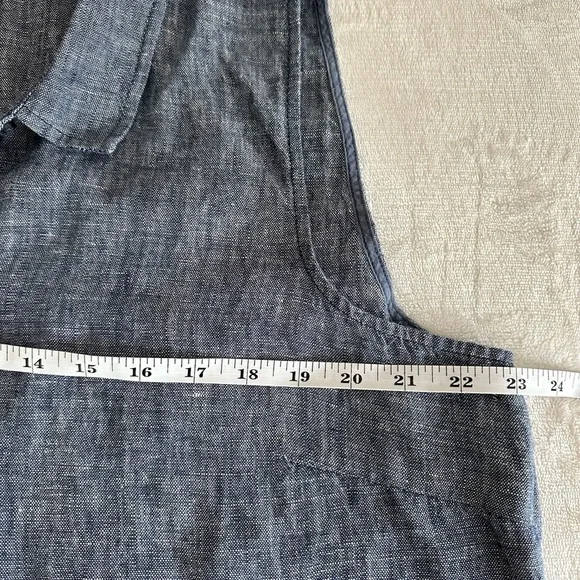 Garnet Hill Blue Linen Sleeveless Button Down Shirt Dress Women’s Size 18 - Picture 7 of 10